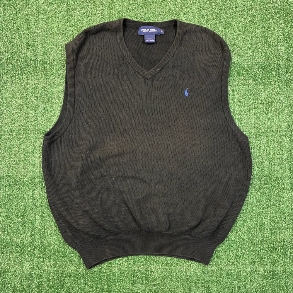 Vintage Polo Golf Ralph Lauren Sweater Vest Black XL